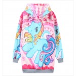 Pink Rainbow Unicorn Harajuku Funky Long Sleeve Fleece Sweatshirts Hoodie Hooded Tops